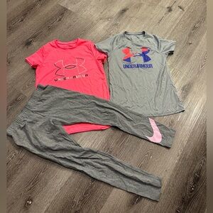 Girls medium Nike and under armour bundle lot